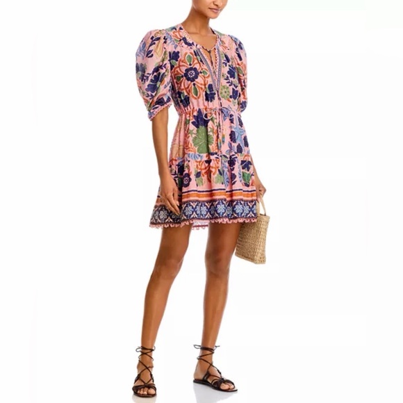 FARM Rio | Seashell Tapestry Cotton Mini Dress | XS - NWT - Picture 4 of 7